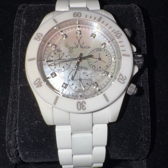 ToyWatch - crystal Markers - Mavi Mother of Pearl Dial Chronograph White CeramiC
